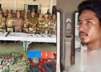 (Left) Manipur police seizes major arms cache in dual operations (Right) Guwahati police nab hardcore Kuki militant