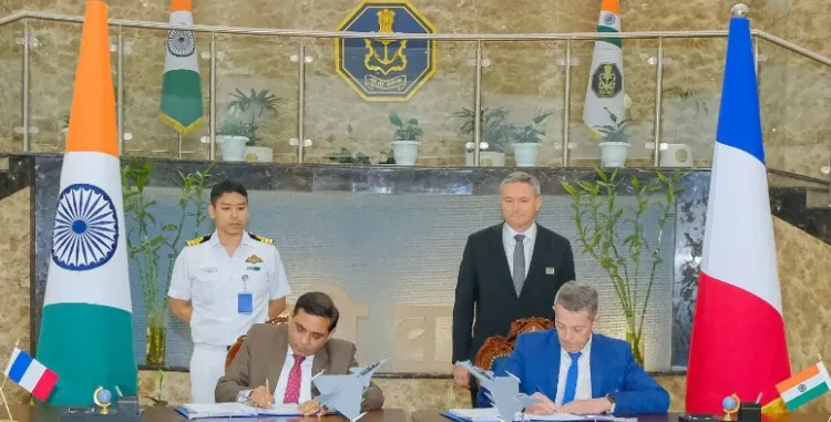 India and France signed a landmark Inter-Governmental Agreement for the procurement of 26 Rafale-Marine fighter jets for the Indian Navy, image via MoD X