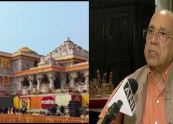 (Left) Ayodhya Ram Mandir (Right) Construction Committee Chairman Nripendra Mishra
