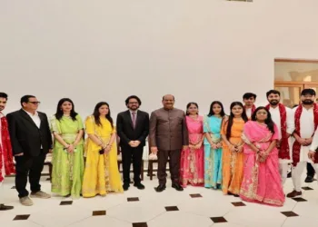 Lok Sabha Speaker On Birla with Indian students of Samarkand Medical University in Uzbekistan
