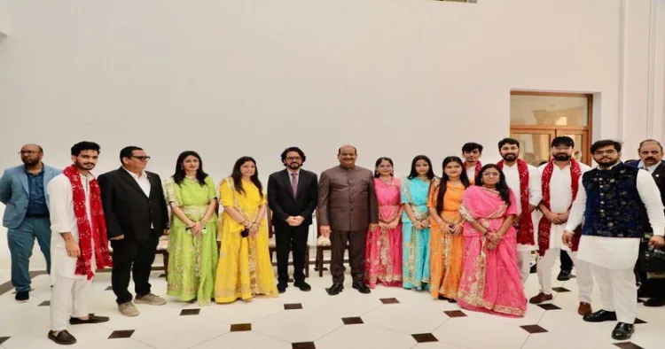 Lok Sabha Speaker On Birla with Indian students of Samarkand Medical University in Uzbekistan