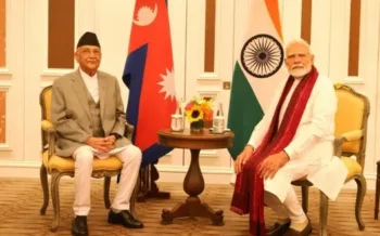 Prime Minister Narendra Modi with Nepal's PM KP Sharma Oli, Image courtesy X