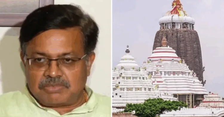 (Left) Odisha Law Minister Prithviraj Harichandan (Right) Puri's Jagannath Mandir