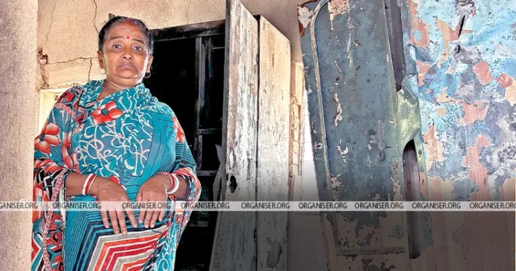 Life torn apart: A woman standing in her devastated home in Jafrabad village, Murshidabad (Photo: Organiser)