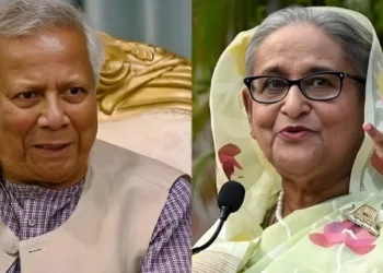 Chief Adviser of Bangladesh's interim government Muhammad Yunus (Left) and Former Bangladeshi Prime Minister Sheikh Hasina (Right)