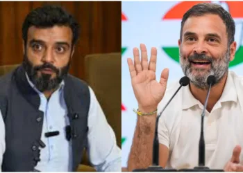 Jammu & Kashmir National Conference (JKNC) leader and Srinagar Lok Sabha MP Aga Syed Ruhullah Mehdi and Leader of Opposition, Rahul Gandhi