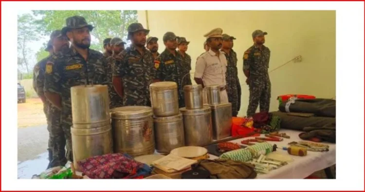 Huge cache of arms and other materials recovred from Maoist Camps by security forces in Balangir