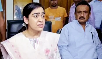 Patna, May 26 (ANI): Expelled RJD MLA Tej Pratap Yadav's ex-wife Aishwarya Rai speaks to media, at her residence in Patna on Monday. (ANI Photo)