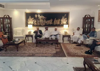 All-party delegation, led by BJP MP Baijayant Panda, meets Dr Suhel Ajaz Khan, Ambassador of India to the Kingdom of Saudi Arabia on Operation Sindoor global outreach, in Riyadh on Wednesday (ANI Photo)