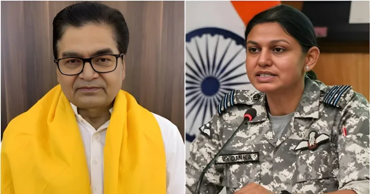 SP MP Ram Gopal Yadav (Left) and Indian Air Force Wing Commander Vyomika Singh (Right)