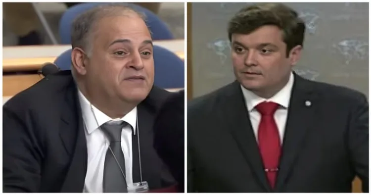 Pakistani journalist (Left) and Tommy Pigott, Principal Deputy Spokesperson at the US Department of State (Right)