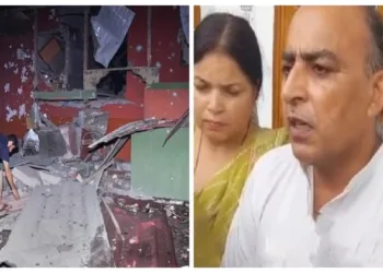 Rajesh Narwal, father of Indian Navy Lieutenant Vinay Narwal (Right)