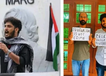 (Left) Rijas (Right) PFI activist Siddique Kappan with Rijas