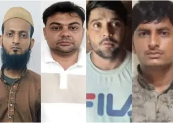 Accused arrested, from left to right- Tufail Ahmad, Shehzad Wahab, Mohammad Tarif and Nauman Ilahi