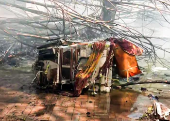 Ahmedabad, Jun 12 (ANI): The parts of the crashed aircraft being collected at the site where an Air India plane, B787 Aircraft VT-ANB, while operating flight AI-171 from Ahmedabad to Gatwick, has crashed immediately after takeoff with 242 passengers onboard, in Ahmedabad on Thursday. (ANI Photo)