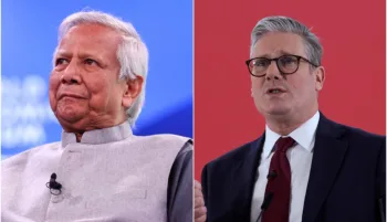 British Prime Minister Keir Starmer- right, Bangladesh Chief Adviser Muhammad Yunus-left, Image courtesy ANI