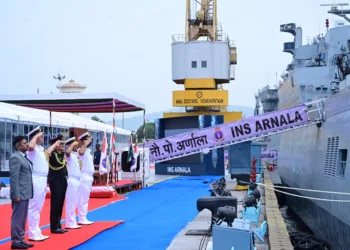 INS Arnala, the first of the Anti-Submarine Warfare Shallow Water Craft, commissioned into the Eastern Naval Command