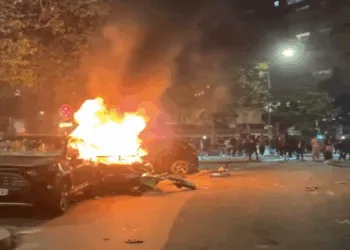 Vehicles being burnt in France (Image Source: screengrab video from X)