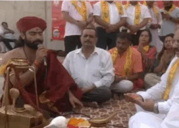 Vishva Hindu Parishad (VHP) on June 11 performed the first puja for the upcoming Amarnath Yatra at the Tawi riverfront