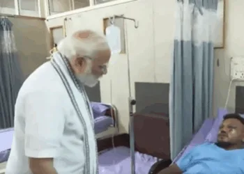 PM Narendra Modi meets the lone survivor of the Air India Plane crash in the hospital