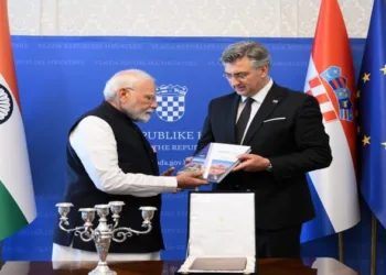 Croatian Prime Minister Andrej Plenkovic gifted Prime Minister Narendra Modi a reprint of Vezdin's Sanskrit Grammar