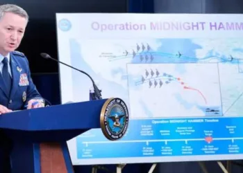 Chairman of the Joint Chiefs of Staff General Dan Caine addresses a press conference on US's strikes on Iran, codenamed Operation Midnight Hammer, on June 22
