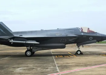 Central Industrial Security Force (CISF) secures the Royal Navy F-35B fighter jet at Thiruvananthapuram international Airport
