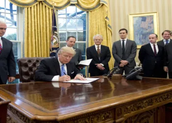 US President Donald Trump in the oval office at the White House