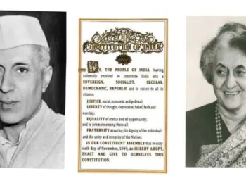 (From Left To Right) Pt Nehru, Indian Constitution, Indira Gandhi