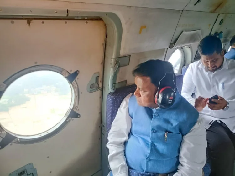 Odisha Chief Minister Mohan Charan Majhi conducted an aerial survey of flood-hit districts