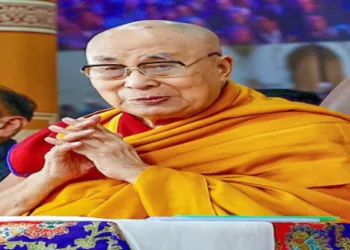 Kangra, Jul 06 (ANI): Tibetan Spiritual leader Dalai Lama during his 90th birth anniversary celebrations, at Dharamshala in Kangra on Sunday. (@RijijuOffice X/ANI Photo)