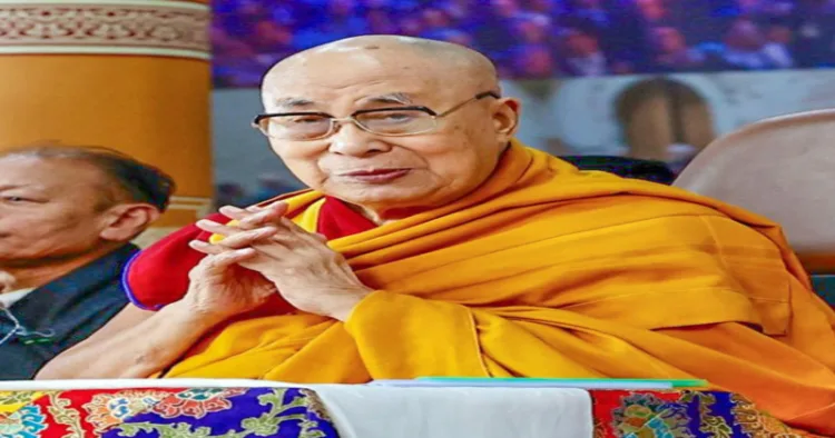 Kangra, Jul 06 (ANI): Tibetan Spiritual leader Dalai Lama during his 90th birth anniversary celebrations, at Dharamshala in Kangra on Sunday. (@RijijuOffice X/ANI Photo)