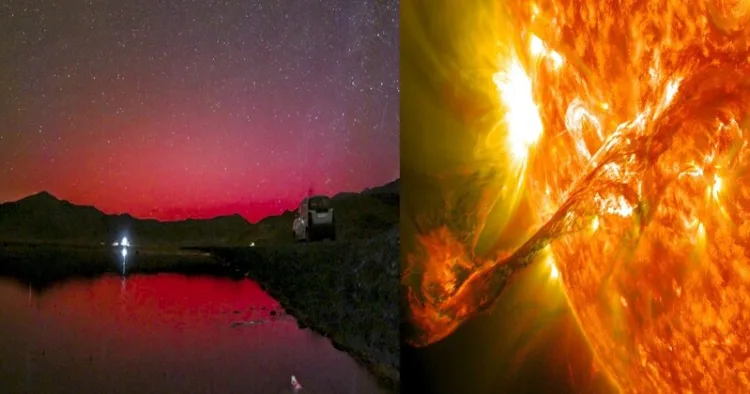 Aurora lighting skies of Ladakh May, 2024 by the Solar storms from Sun