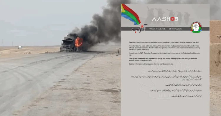 Baloch Liberation Front claims responsibility for 17 attacks under 'Operation Baam' on Pakistani military facilities