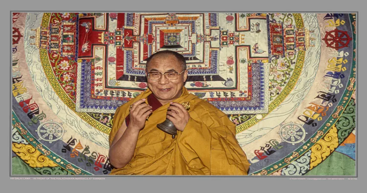 Picture of Dalai Lama in front of Avalokiteshwar
