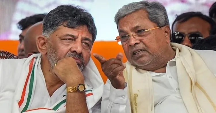 (Left) Deputy CM of Karnataka DK Shivkumar (Right) Karnataka CM Siddaramaiah