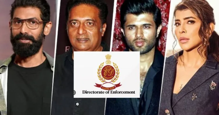 Actors left to right Rana Daggubati, Prakash Raj, Vijay Deverakonda and Lakshmi Manchu