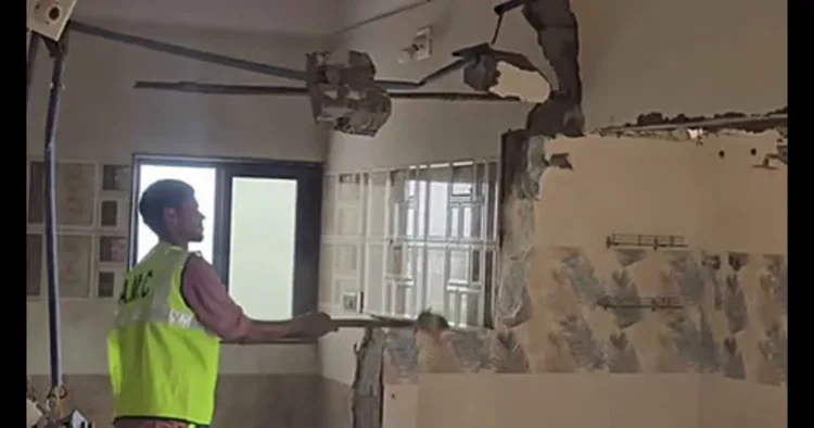 Officials demolish the illegal Sana 7 building linked to Waqf scam in Jamalpur