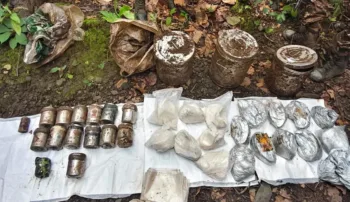 IEDs and other explosive recovered during the operation, image courtesy: ANI