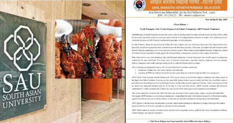 SAU report exposes Leftist plot to serve Non-Veg on Maha Shivratri, ABVP stands vindicated