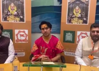 Dhirendra Shastri of Bageshwar Dham recited Hanuman Chalisa for the first time in the Parliament of London. (X)