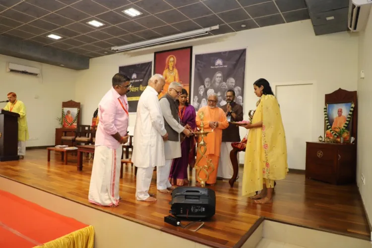RSS Sarsanghchalak Dr. Mohan Bhagavath lighting the traditional lamp at inagural of National Chintan Baithak of Shiksha Sanskriti Utthan Nyas at at Adi Shankara Nilayam in Veliyanad, near Kochi.