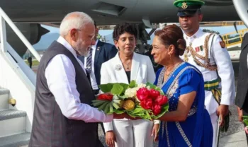PM Narendra Modi arrives at Trinidad and Tobago, Image courtesy DD news