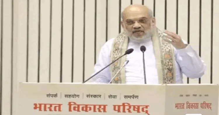 Union Home Minister Amit Shah addressing the gathering on the occasion of Bharat Vikas Parishad foundation day