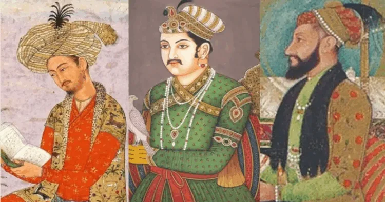 (From Left To right) Representative image of Babur, Akbar and Aurangzeb