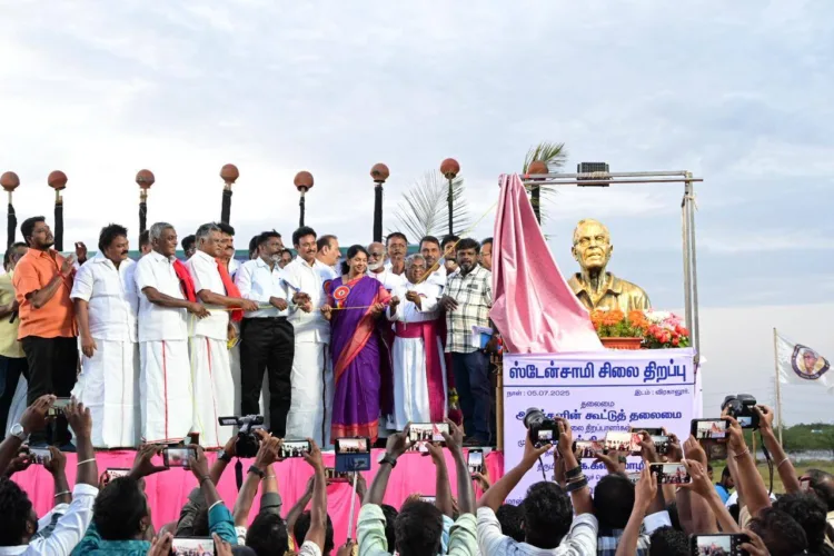 DMK, Church leaders unveil statue of Stan Swamy