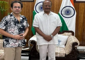 Tripra Motha founder Pradyot Debbarma (Left) and Tripura Governor Indrasena Reddy (Right)