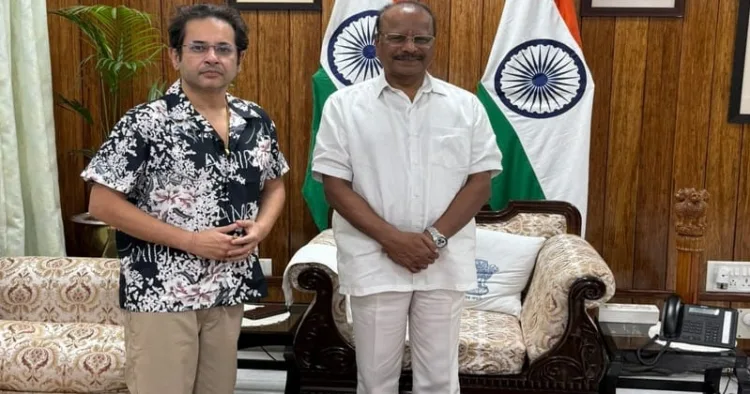 Tripra Motha founder Pradyot Debbarma (Left) and Tripura Governor Indrasena Reddy (Right)