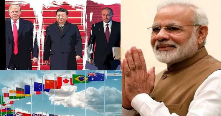 US President Donald Trump, Chinese President Xi Jinping , Russian President Vladimir Putin and Indian Prime Minister Narendra Modi