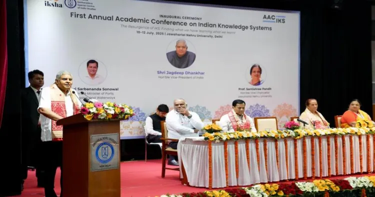 Vice-President Jagdeep Dhankhar addressing the inaugural Annual Conference on the Indian Knowledge Systems in New Delhi